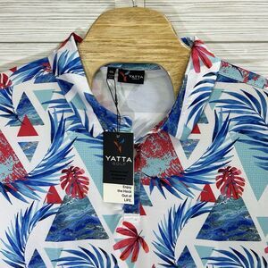 NWT Yatta Golf Men's 4XLarge Polo Golf Shirt Floral‎ Vibe Hawaiian Palm Triangle